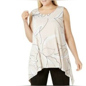 Alfani Beige Printed Sleeveless Trapeze Top